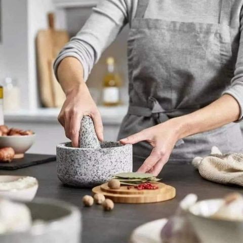 Bộ Chày Cối Joseph Joseph 20176 Dash Granite với Nắp Tre - Đồ Gia Dụng Bếp Tiện Lợi, Thiết Kế Sang Trọng, Độc Đáo