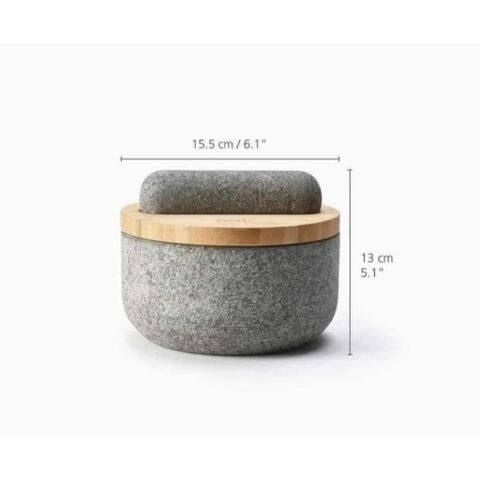 Bộ Chày Cối Joseph Joseph 20176 Dash Granite với Nắp Tre - Đồ Gia Dụng Bếp Tiện Lợi, Thiết Kế Sang Trọng, Độc Đáo
