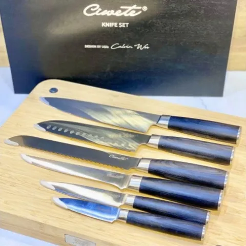 Bộ dao Ciwete 6 món cao cấp - Thép carbon bền, sắc bén, thiết kế sang trọng, chuẩn đầu bếp Mỹ, đồ gia dụng nhà bếp lý tưởng