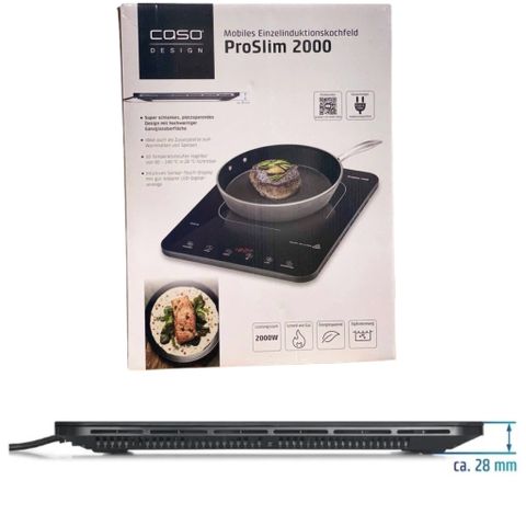 Bếp Từ Đơn Caso ProSlim 2000 Siêu Mỏng 2.8cm - Công Suất 2000W, Mặt Kính Ceramic Chất Lượng, Thiết Kế Sang Trọng Nhập Khẩu Đức