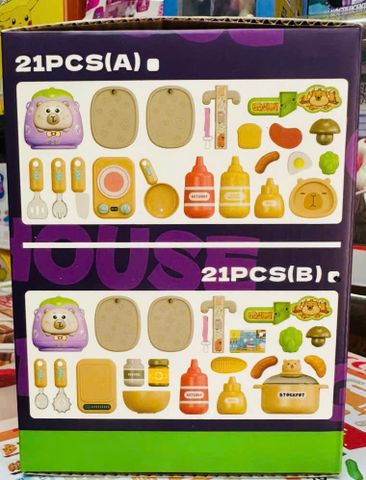 Đồ Chơi Nhà Bếp CapyBara Kitchen 2in1 - Bộ Đồ Chơi Nấu Ăn 21 Chi Tiết Sáng Tạo Dành Cho Trẻ Em 3 Tuổi Trở Lên