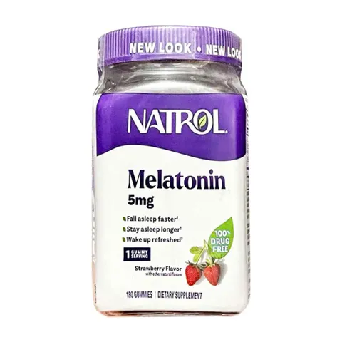 Kẹo dẻo hỗ trợ ngủ ngon Natrol 5mg - Giúp dễ ngủ, ngủ sâu hơn - Hộp 180 viên hương trái cây tự nhiên, hàng Mỹ