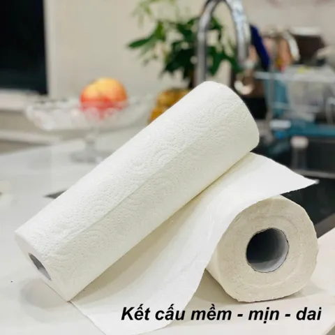 Khăn Giấy Nhà Bếp Ja! - 4 Cuộn x 128 Tờ, 100% Bột Giấy Tự Nhiên, An Toàn, Dai Mịn, Thấm Hút Tốt, Giấy Đa Năng Thân Thiện Môi Trường
