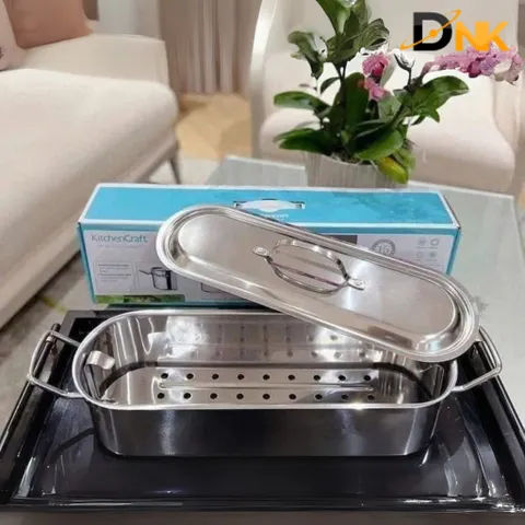 Nồi Hấp Cá KitchenCraft Inox Cao Cấp 45cm - Hấp Nguyên Con Cá, Dùng Với Bếp Từ - Sản Phẩm Nhập Khẩu Đức Chính Hãng