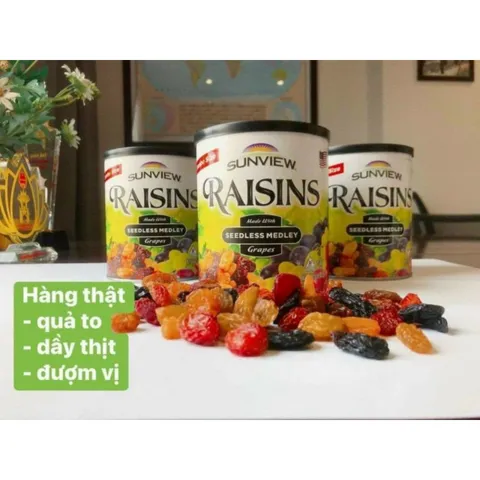 Nho Khô Sunview Raisins Mỹ Jumbo - Hàng Mới Về 2024, Nhiều Loại Nho Ngon, Giàu Dinh Dưỡng, Vitamin và Khoáng Chất Tốt Cho Sức Khỏe