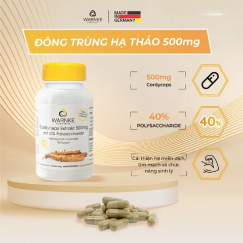 Viên Uống Đông Trùng Hạ Thảo Warnke 500mg - Tăng Cường Miễn Dịch, Chống Lão Hóa, Bồi Bổ Sức Khỏe Từ Thiên Nhiên, Hỗ Trợ Điều Trị Bệnh