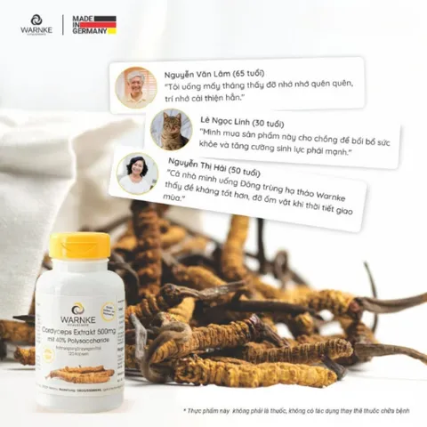 Viên Uống Đông Trùng Hạ Thảo Warnke 500mg - Tăng Cường Miễn Dịch, Chống Lão Hóa, Bồi Bổ Sức Khỏe Từ Thiên Nhiên, Hỗ Trợ Điều Trị Bệnh