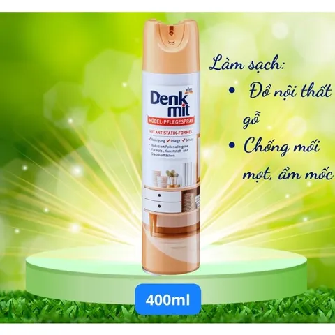 Chai xịt vệ sinh nội thất gỗ Denkmit 400ml ngăn nấm mốc mối mọt