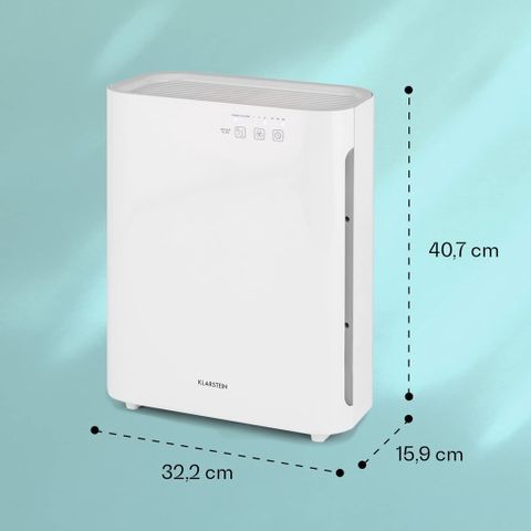 Máy Lọc Không Khí Klarstein Vita Pure 2G - Công Nghệ Lọc 5 Lớp, Diện Tích 40m², Tiêu Diệt Vi Khuẩn Với Đèn UV-C, Tiết Kiệm Điện 55W