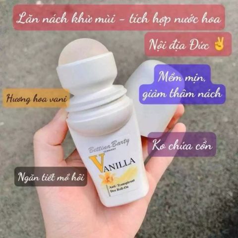 Lăn Khử Mùi Nữ Bettina Barty Vanilla 50ml - Khử Mùi Hiệu Quả, Hương Vanila Ngọt Ngào, Lưu Hương Suốt 48 Giờ