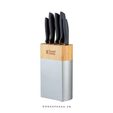 Bộ Dao Russell Hobbs 5 Món Chất Lượng Cao với Giá Đỡ Thép Không Gỉ - Dụng Cụ Nấu Ăn Đặc Biệt Cho Đầu Bếp Tại Gia