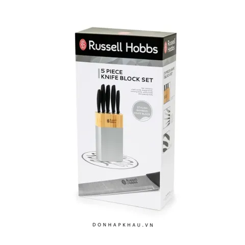 Bộ Dao Russell Hobbs 5 Món Chất Lượng Cao với Giá Đỡ Thép Không Gỉ - Dụng Cụ Nấu Ăn Đặc Biệt Cho Đầu Bếp Tại Gia