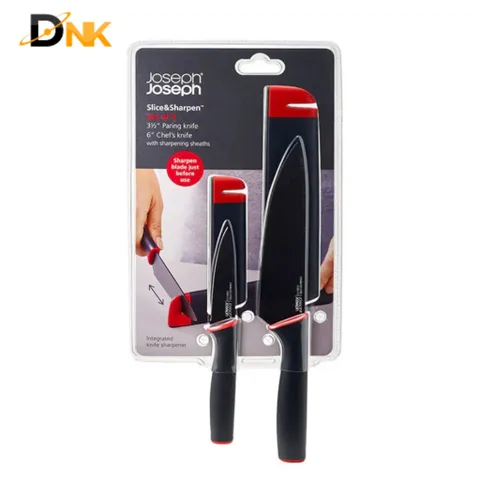 Bộ Dao Joseph Joseph Slice & Sharpen 10146 - Dao Chef 6 inch và Dao Gọt 3,5 inch An Toàn với Vỏ Bảo Vệ Mài Gốm Tiện Lợi