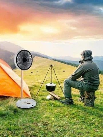 Quạt Gấp Thông Minh Elegant Tích Điện 14W - Quạt Sạc Di Động Yên Tĩnh 3 Mức Điều Chỉnh Cao, Dùng 8 Giờ, Phù Hợp Dã Ngoại