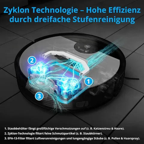 Robot hút bụi, lau nhà Medion MD20011 S20 SW - Điều hướng thông minh, điều khiển qua ứng dụng