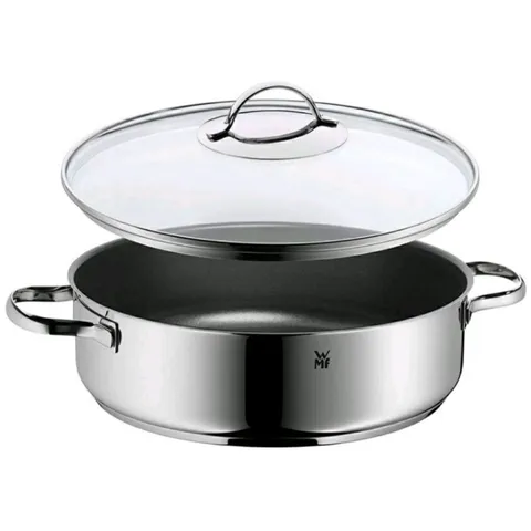 Chảo Lẩu Chống Dính WMF 28cm 2in1 Có Nắp Kính - Đồ Gia Dụng Nhà Bếp Sang Trọng, Chất Liệu Thép Không Gỉ, Công Nghệ TransTherm