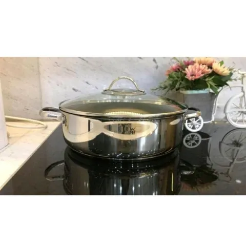 Chảo Lẩu Chống Dính WMF 28cm 2in1 Có Nắp Kính - Đồ Gia Dụng Nhà Bếp Sang Trọng, Chất Liệu Thép Không Gỉ, Công Nghệ TransTherm