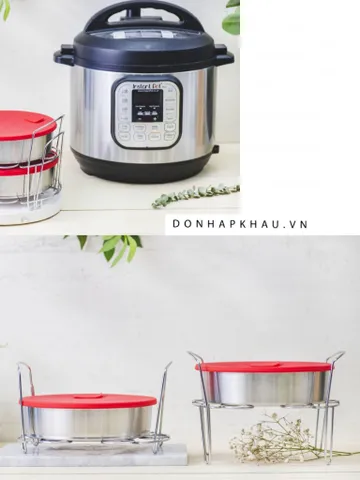 Khuôn Bánh Instant Pot 2 Tầng 3 Ngăn Có Nắp Đậy - Đồ Gia Dụng Đa Năng Cho Bếp Thông Minh, Tiết Kiệm Thời Gian Nấu Nướng