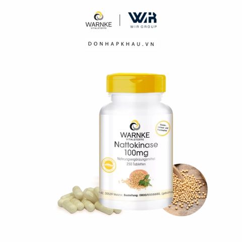 Viên Uống Chống Đột Quỵ Warnke Nattokinase 100mg - Sản phẩm phòng ngừa tai biến mạch máu não, 250 Viên Hỗ Trợ Tim Mạch, Hữu Cơ, Đức
