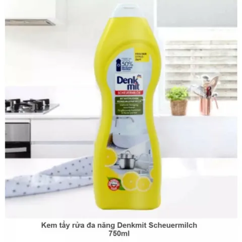 Kem Tẩy Đa Năng Denkmit Scheuermilch 750ml - Làm Sạch Sứ & Inox, Diệt Cặn Vôi, Dầu Mỡ Hiệu Quả, Hương Cam Chanh Tươi Mát