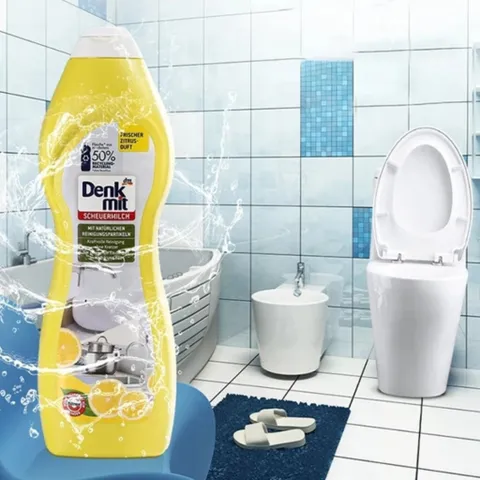 Kem Tẩy Đa Năng Denkmit Scheuermilch 750ml - Làm Sạch Sứ & Inox, Diệt Cặn Vôi, Dầu Mỡ Hiệu Quả, Hương Cam Chanh Tươi Mát