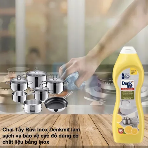 Kem Tẩy Đa Năng Denkmit Scheuermilch 750ml - Làm Sạch Sứ & Inox, Diệt Cặn Vôi, Dầu Mỡ Hiệu Quả, Hương Cam Chanh Tươi Mát