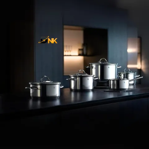 Bộ nồi WMF Aparto 4 món - Inox Cromargan® 18/10, Nắp kính, Đa năng và Bền bỉ cho bếp từ và bếp gas - Dụng cụ nhà bếp cao cấp