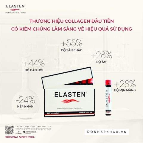 Collagen Elasten Hộp 28 ống x 25ml - Thức Uống Đẹp Da, Chống Lão Hóa, Tóc Khỏe Mạnh - Xuất Xứ Đức, Hiệu Quả Cao