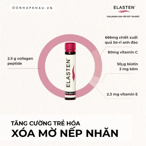 Collagen Elasten Hộp 28 ống x 25ml - Thức Uống Đẹp Da, Chống Lão Hóa, Tóc Khỏe Mạnh - Xuất Xứ Đức, Hiệu Quả Cao