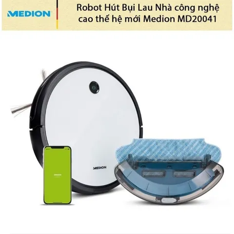 Robot Lau Nhà, Hút Bụi Medion MD20041 Intelligent 2in1 Cleaning With Extra Power