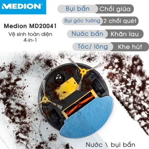 Robot Lau Nhà, Hút Bụi Medion MD20041 Intelligent 2in1 Cleaning With Extra Power