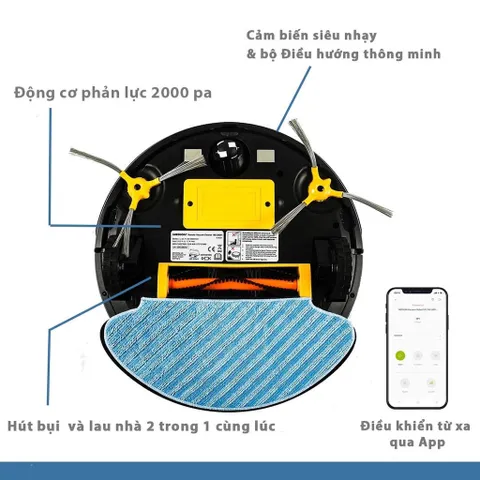 Robot Lau Nhà, Hút Bụi Medion MD20041 Intelligent 2in1 Cleaning With Extra Power