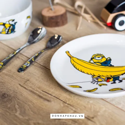 Bộ Dao Nĩa Trẻ Em Minions 6 Món - Kids Cutlery Set An Toàn, Thiết Kế Đáng Yêu, Khắc Tên Tùy Chỉnh, Thích Hợp Cho Trẻ Từ 3 Tuổi
