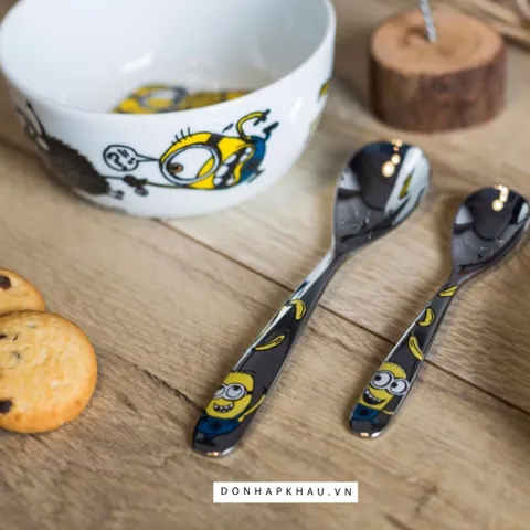 Bộ Dao Nĩa Trẻ Em Minions 6 Món - Kids Cutlery Set An Toàn, Thiết Kế Đáng Yêu, Khắc Tên Tùy Chỉnh, Thích Hợp Cho Trẻ Từ 3 Tuổi