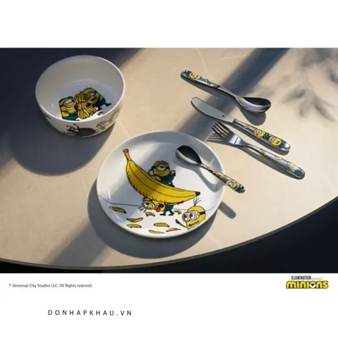 Bộ Dao Nĩa Trẻ Em Minions 6 Món - Kids Cutlery Set An Toàn, Thiết Kế Đáng Yêu, Khắc Tên Tùy Chỉnh, Thích Hợp Cho Trẻ Từ 3 Tuổi