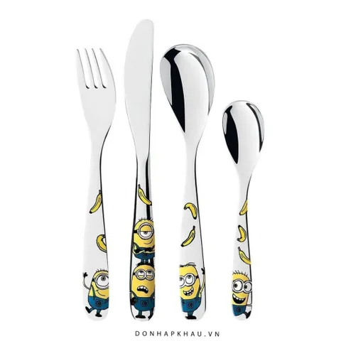 Bộ Dao Nĩa Trẻ Em Minions 6 Món - Kids Cutlery Set An Toàn, Thiết Kế Đáng Yêu, Khắc Tên Tùy Chỉnh, Thích Hợp Cho Trẻ Từ 3 Tuổi
