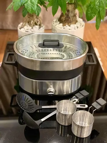 Nồi Lẩu Hấp Điện 2 Trong 1 WMF Lono Hot Pot & Steam - Chất Lượng Đức, Đa Chức Năng Nấu Các Món Á Độc Đáo Tại Nhà