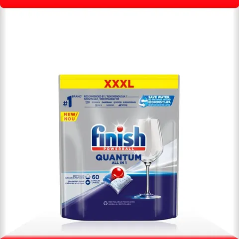 Viên Rửa Bát Finish Quantum All in 1 Hương Soda - Túi 60 Viên, Làm Sạch Vượt Trội, Giúp Chén Dĩa Sáng Bóng và Khô Nhanh