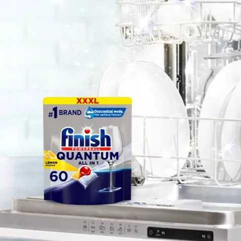Viên Rửa Bát Finish Quantum All in 1 Hương Soda - Túi 60 Viên, Làm Sạch Vượt Trội, Giúp Chén Dĩa Sáng Bóng và Khô Nhanh