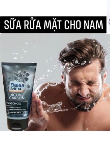 Gel Rửa Mặt Balea MEN Active Carbon - Làm Sạch Sâu Da Mụn, Kiểm Soát Bóng Nhớt, An Toàn, Công Thức Than Hoạt Tính Cho Nam
