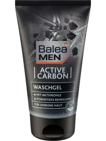 Gel Rửa Mặt Balea MEN Active Carbon - Làm Sạch Sâu Da Mụn, Kiểm Soát Bóng Nhớt, An Toàn, Công Thức Than Hoạt Tính Cho Nam