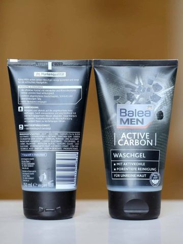 Gel Rửa Mặt Balea MEN Active Carbon - Làm Sạch Sâu Da Mụn, Kiểm Soát Bóng Nhớt, An Toàn, Công Thức Than Hoạt Tính Cho Nam