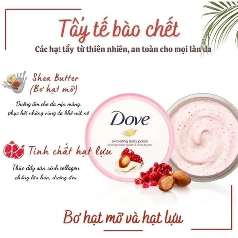 Tẩy Da Chết DOVE - Chăm Sóc Da Mặt, Giúp Da Khỏe Mạnh, Rạng Rỡ, Phù Hợp Với Mọi Loại Da, Sản Phẩm Làm Đẹp Thiết Yếu