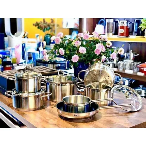 Bộ Nồi Silit Diamant 7 Món - Inox Không Gỉ Cao Cấp, Hấp Thụ Nhiệt Nhanh, Phù Hợp Mọi Loại Bếp, Nội Địa Đức, Chất Lượng Tốt