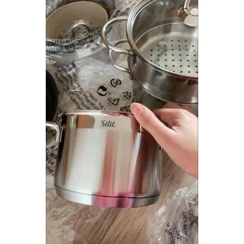 Bộ Nồi Silit Diamant 7 Món - Inox Không Gỉ Cao Cấp, Hấp Thụ Nhiệt Nhanh, Phù Hợp Mọi Loại Bếp, Nội Địa Đức, Chất Lượng Tốt
