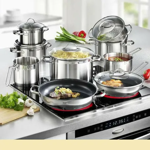 Bộ Nồi Silit Toskana 10 Món Nhập Khẩu Đức - Chất Liệu Inox 18/10, Vung Kính Chống Nhiệt, Tiết Kiệm Năng Lượng