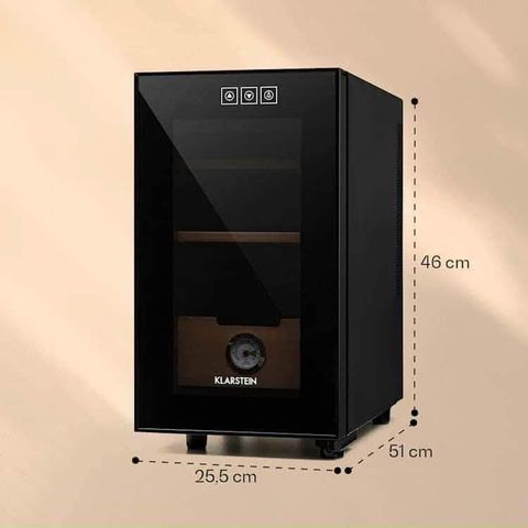 Tủ Bảo Quản Cigar Klarstein El Presidente 23L - Humidor Kiểm Soát Độ Ẩm và Nhiệt Độ Lý Tưởng Cho Người Yêu Xì Gà