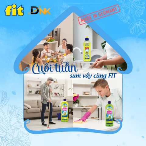 Nước tẩy rửa đa năng giấm táo Fit Essigreiniger 1L - An toàn, hiệu quả, thân thiện với môi trường, hương táo tươi mát, vệ sinh nhà cửa dễ dàng
