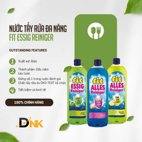 Nước tẩy rửa đa năng giấm táo Fit Essigreiniger 1L - An toàn, hiệu quả, thân thiện với môi trường, hương táo tươi mát, vệ sinh nhà cửa dễ dàng
