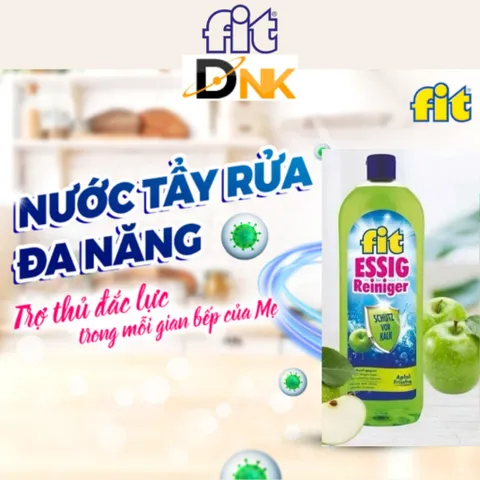Nước tẩy rửa đa năng giấm táo Fit Essigreiniger 1L - An toàn, hiệu quả, thân thiện với môi trường, hương táo tươi mát, vệ sinh nhà cửa dễ dàng